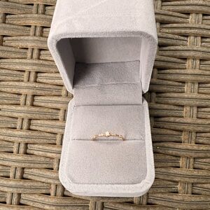 Delicate 18k Rose Gold &Natural Moissanite Solitaire Accent Ring - Women Jewelry